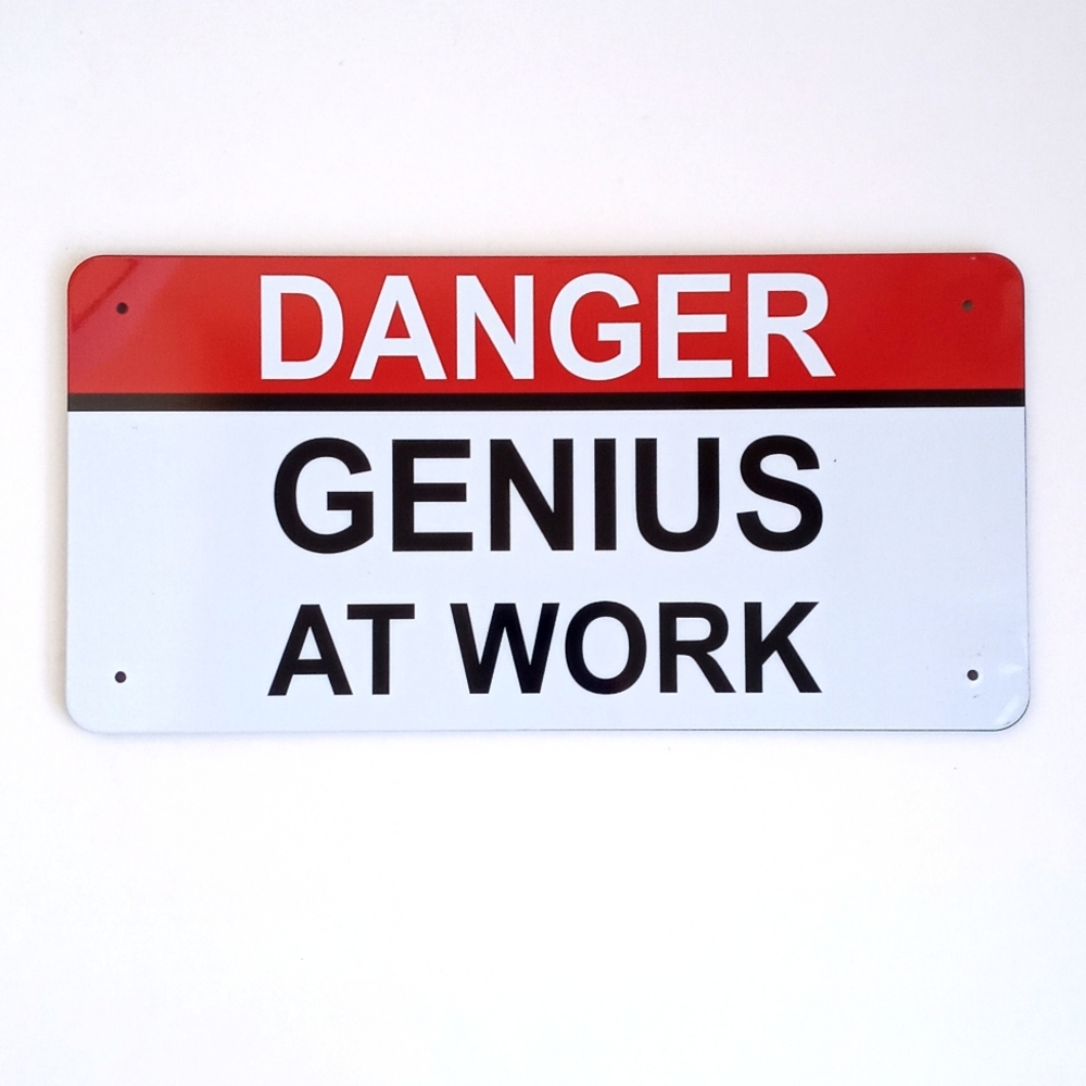 Danger Genius At Work Metal Sign Wall Art